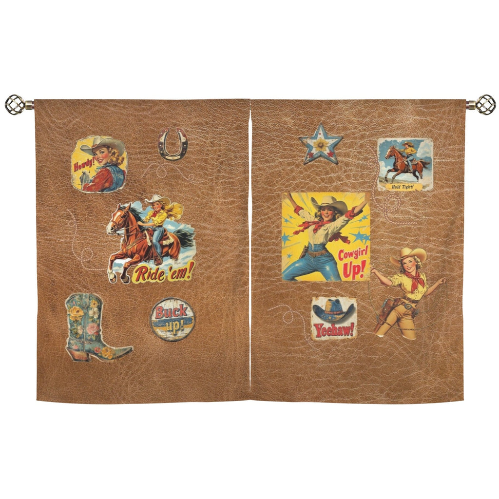 Baha Ranch Vintage Cowgirl Window Curtains 28"x40" (2-Piece) Made in America by Baha Ranch Western Wear - product image 2