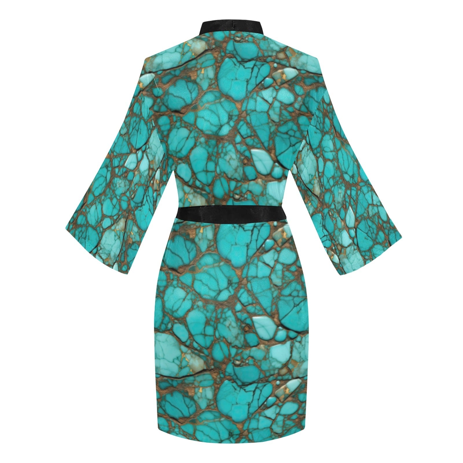 Baha Ranch All Turquoise Satin Kimono Sleeve Robe by Baha Ranch Western Wear - product image 4