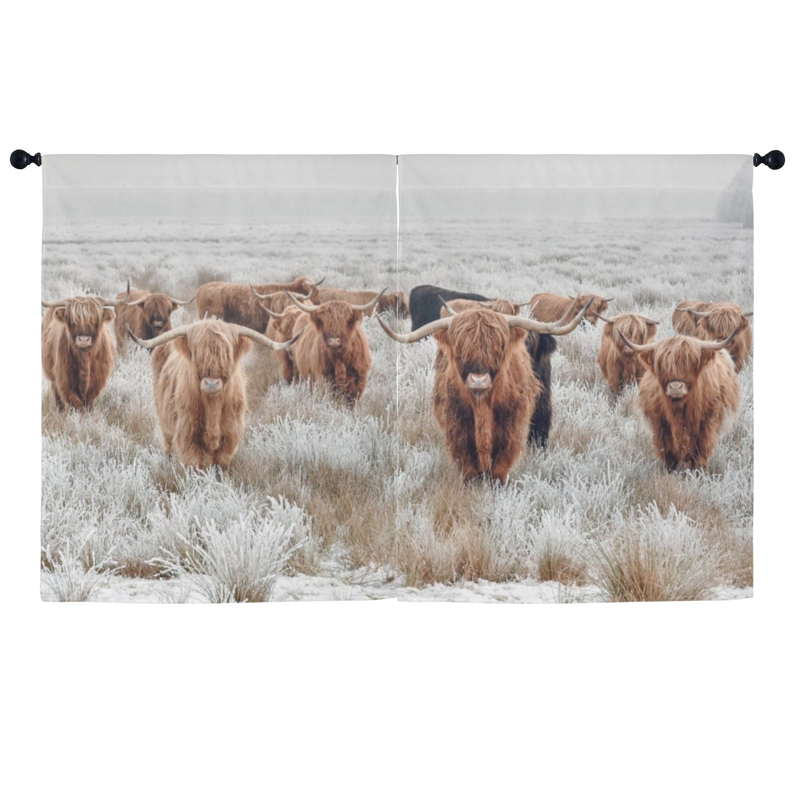 Baha Ranch Highland Cows Window Curtain 52"x63" (2-Piece) Made in America by Baha Ranch Western Wear - product image 2