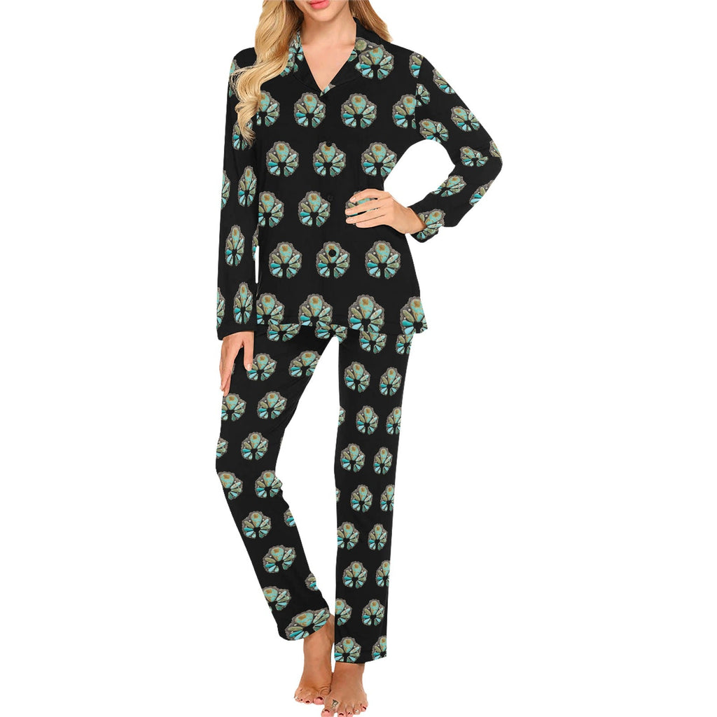 Baha Ranch Turquoise Naja Women's Western Long Pajama Set by Baha Ranch Western Wear