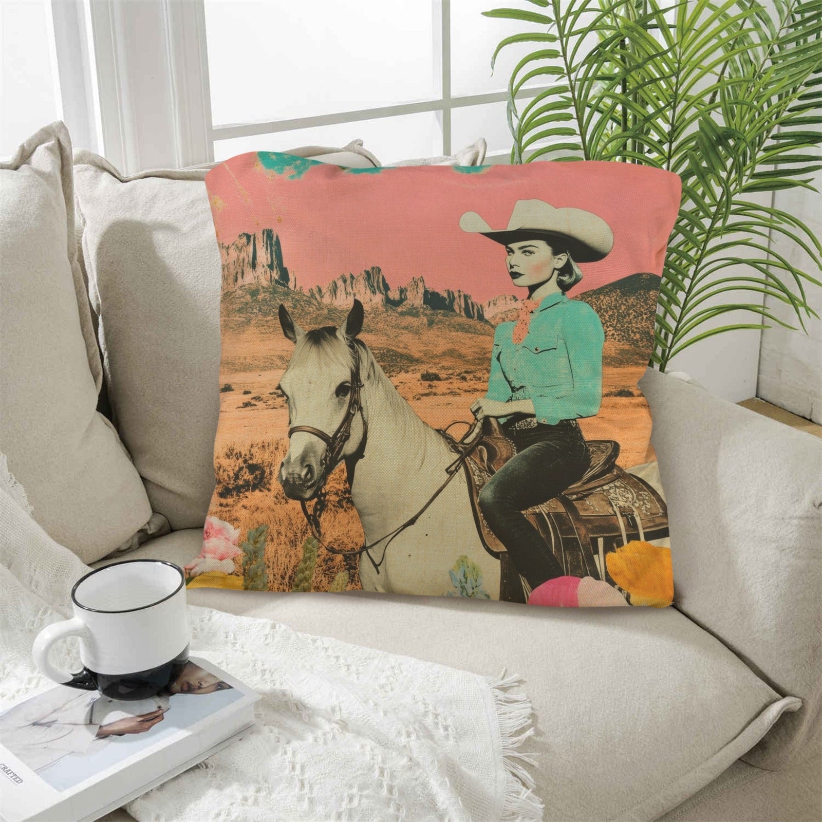 Baha Ranch Retro Pop Western Ride Cowgirl Pillow Case Made in America by Baha Ranch Western Wear