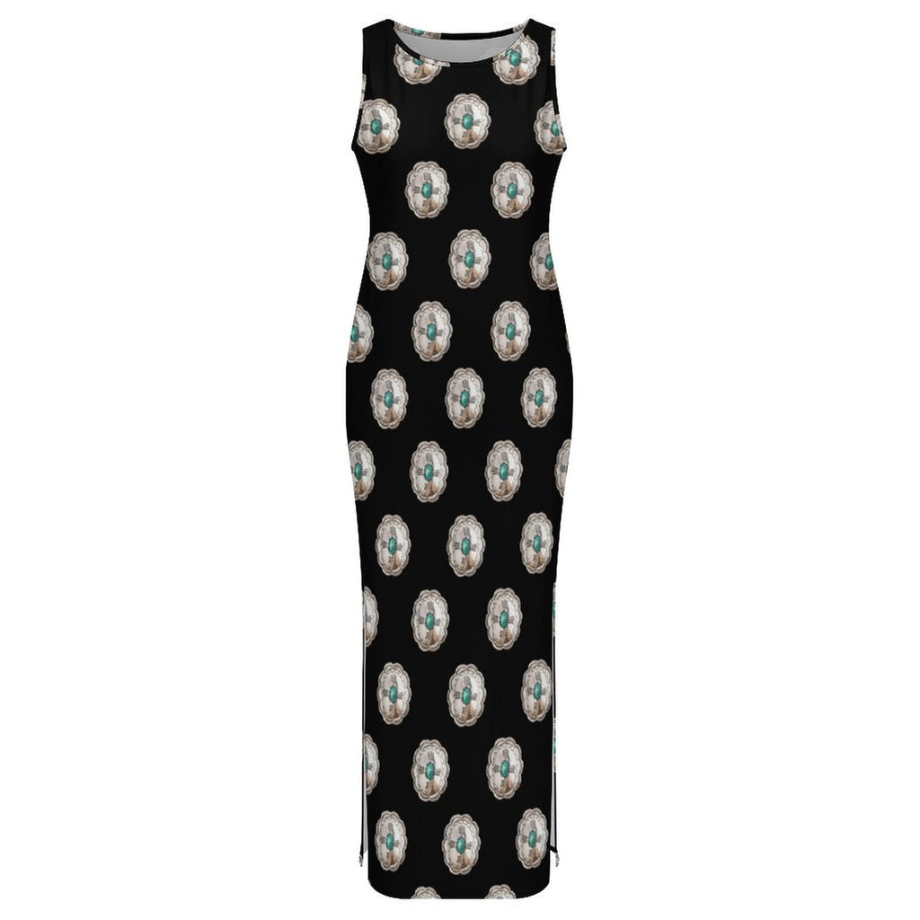 Baha Ranch Silver Concho Slit Maxi Dress by Baha Ranch Western Wear - product image 3