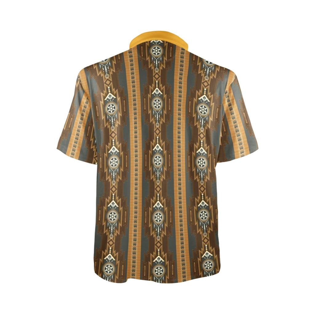 Baha Ranch Brown Gold Aztec Polo Shirt by Baha Ranch Western Wear - product image 4