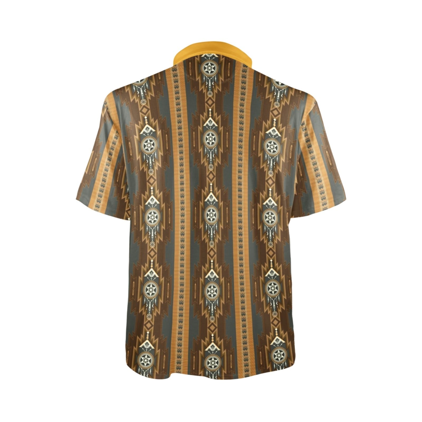 Baha Ranch Brown Gold Aztec Polo Shirt by Baha Ranch Western Wear - product image 4