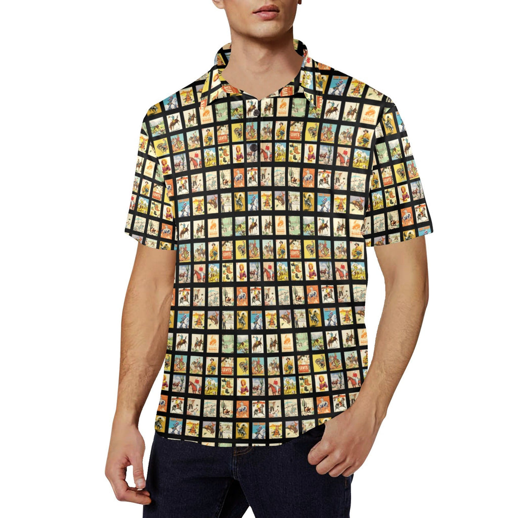 Baha Ranch Cowboy Collage Men's Western Polo Style Shirt by Baha Ranch Western Wear - product image 3
