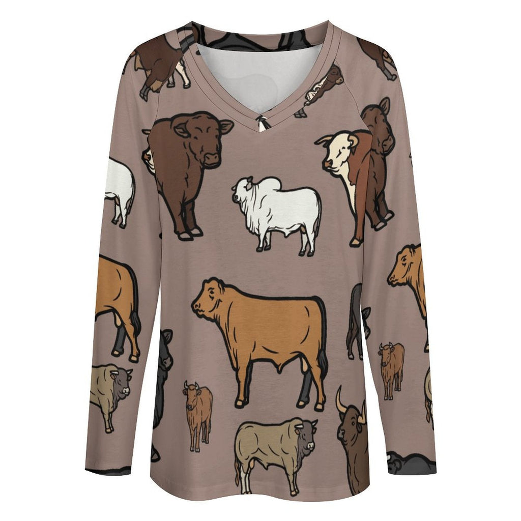 Baha Ranch Western Print Cows Cattle Long Sleeve Top by Baha Ranch Western Wear - product image 2