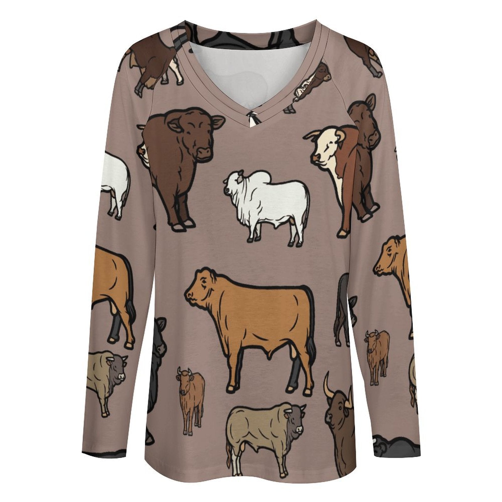 Baha Ranch Western Print Cows Cattle Long Sleeve Top by Baha Ranch Western Wear - product image 2