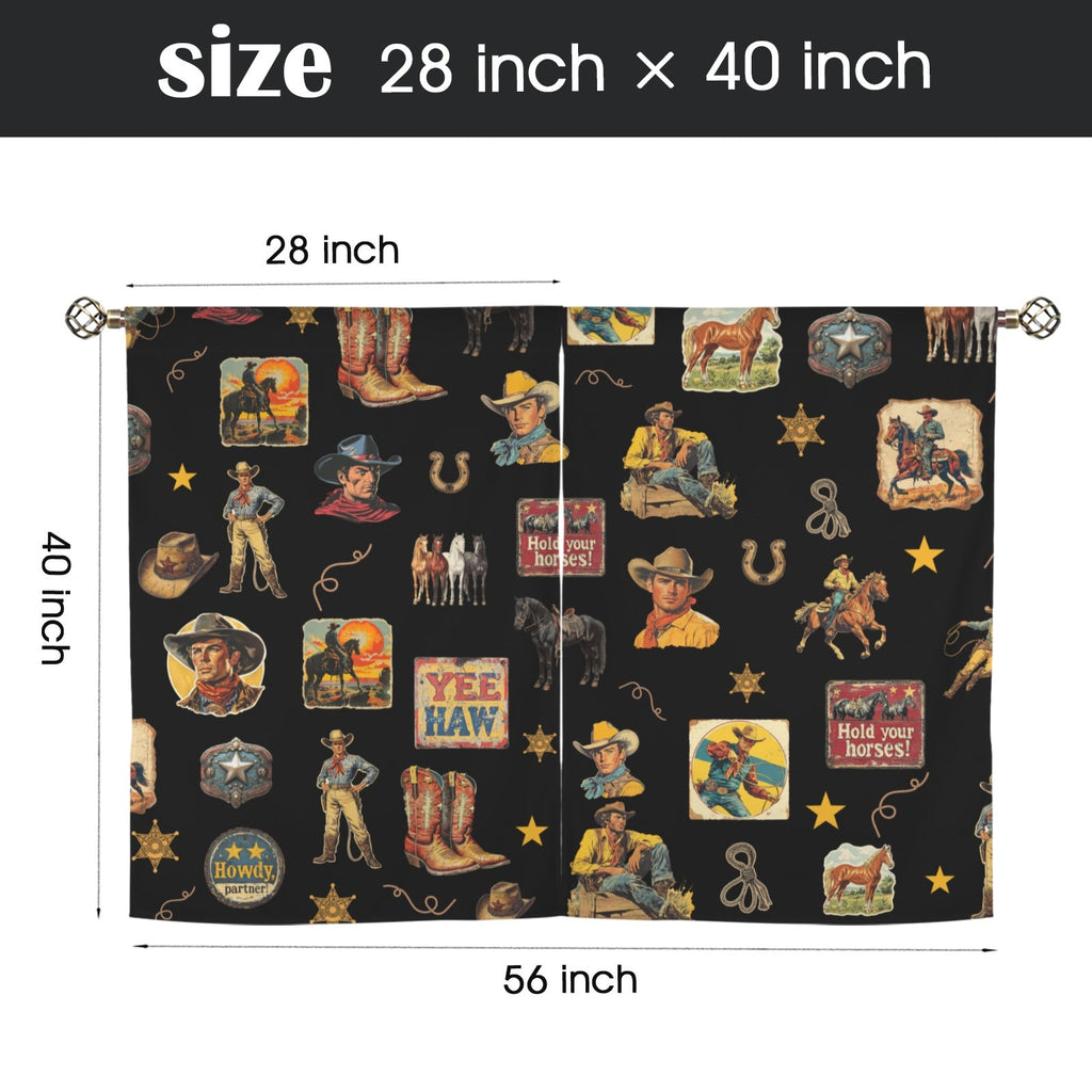 Baha Ranch Vintage Cowboy Collage Western Curtains 28" x 40" Made in America by Baha Ranch Western Wear - product image 3