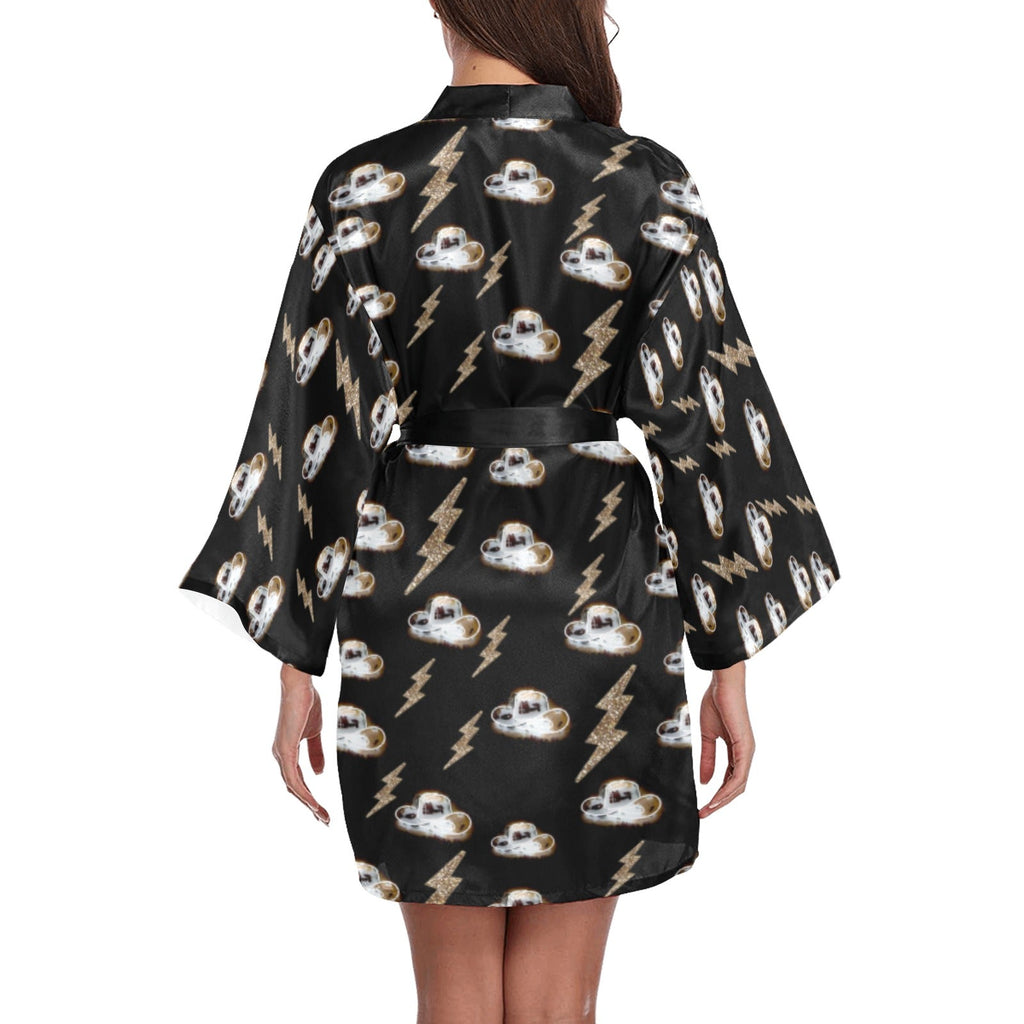 Baha Ranch Cowgirl Hat Lightning Bolt Women's Lounge Kimono Robe by Baha Ranch Western Wear - product image 2