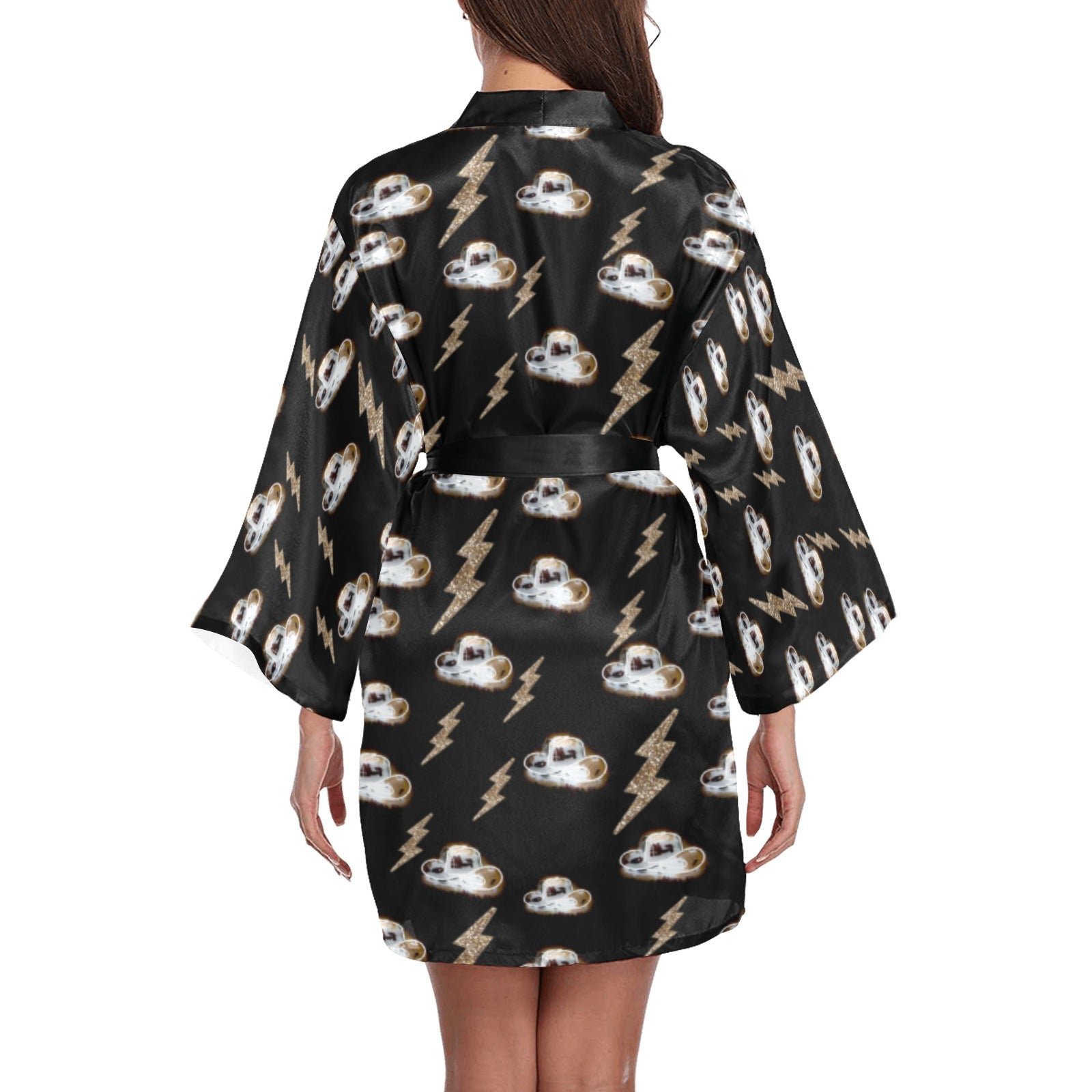 Baha Ranch Cowgirl Hat Lightning Bolt Women's Lounge Kimono Robe by Baha Ranch Western Wear - product image 2
