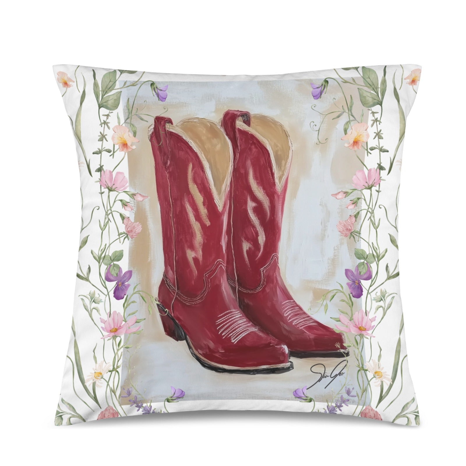 Baha Ranch Red Boots Velvety Soft Throw Pillow Case Made in America by Baha Ranch Western Wear - product image 2