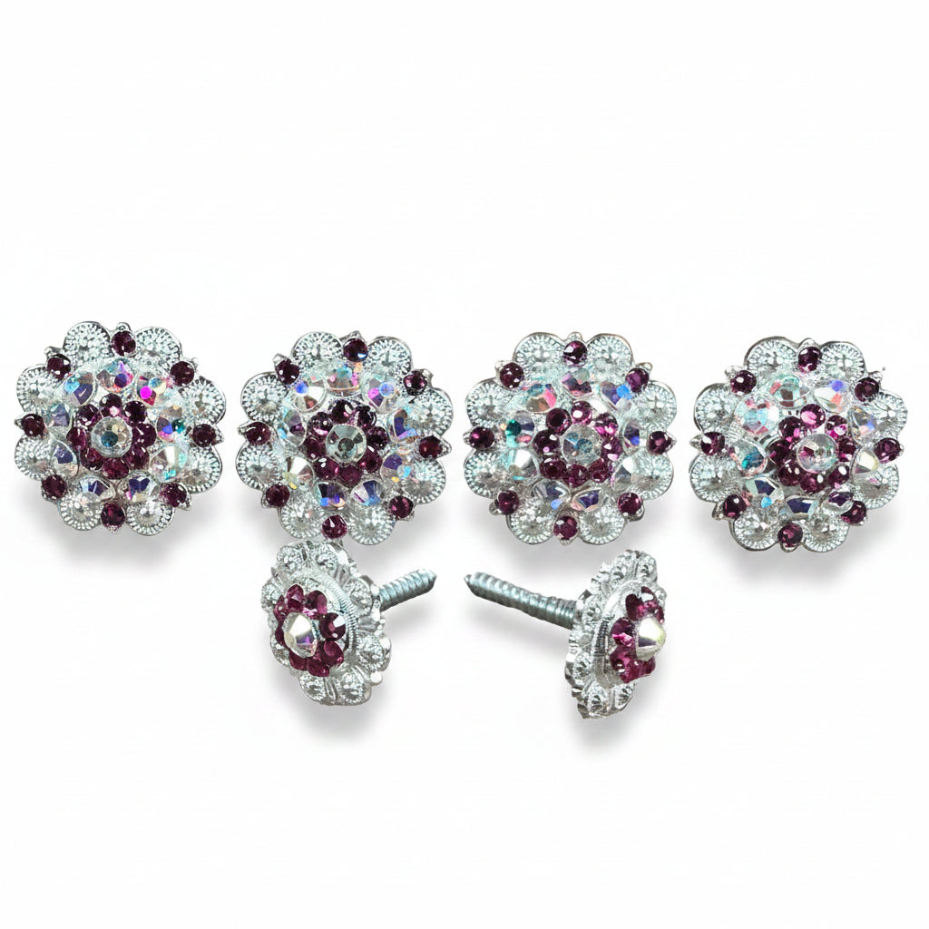 Bright Silver Fuchsia & AB Saddle Conchos — view 2