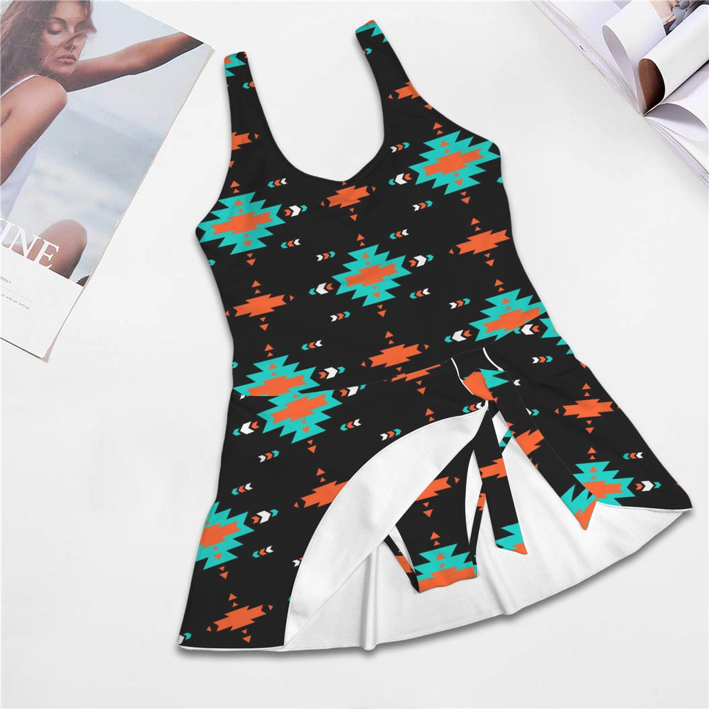Baha Ranch Turquoise Orange Aztec Skirted Swimsuit by Baha Ranch Western Wear - product image 5