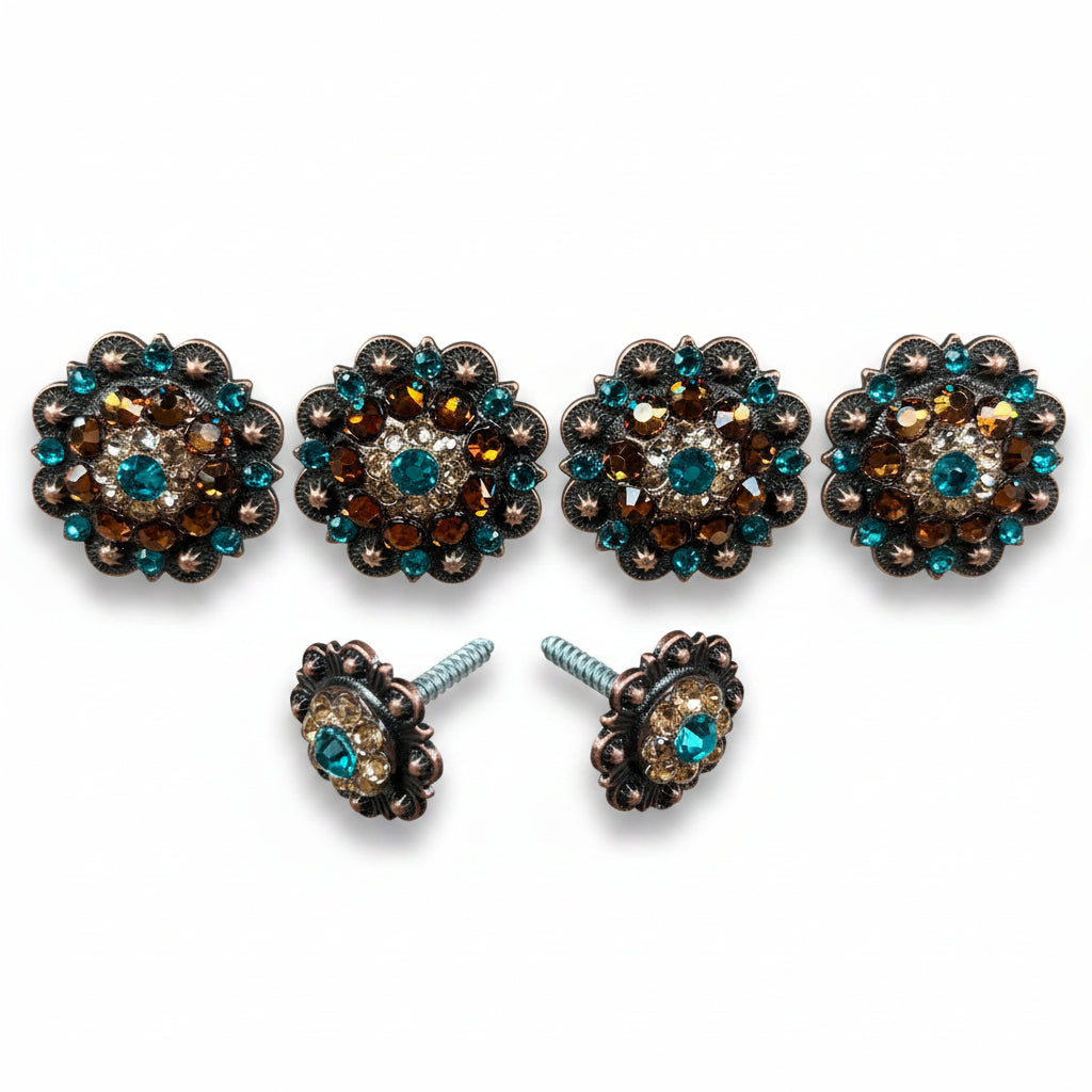 Copper Teal Champagne and Topaz Saddle Conchos — view 2