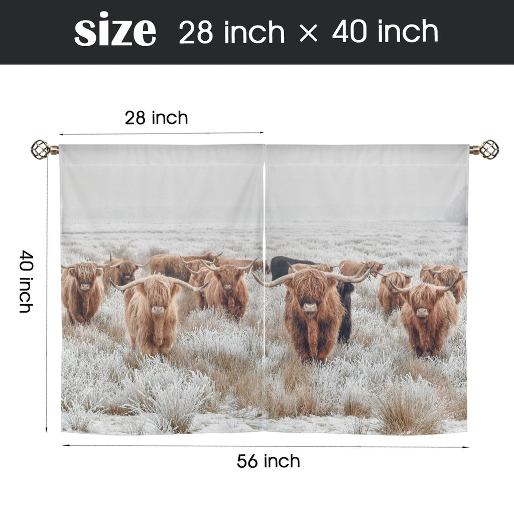 Baha Ranch Highland Cow Curtains Window Curtain 28"x40" (2-Piece) Made in America by Baha Ranch Western Wear - product...