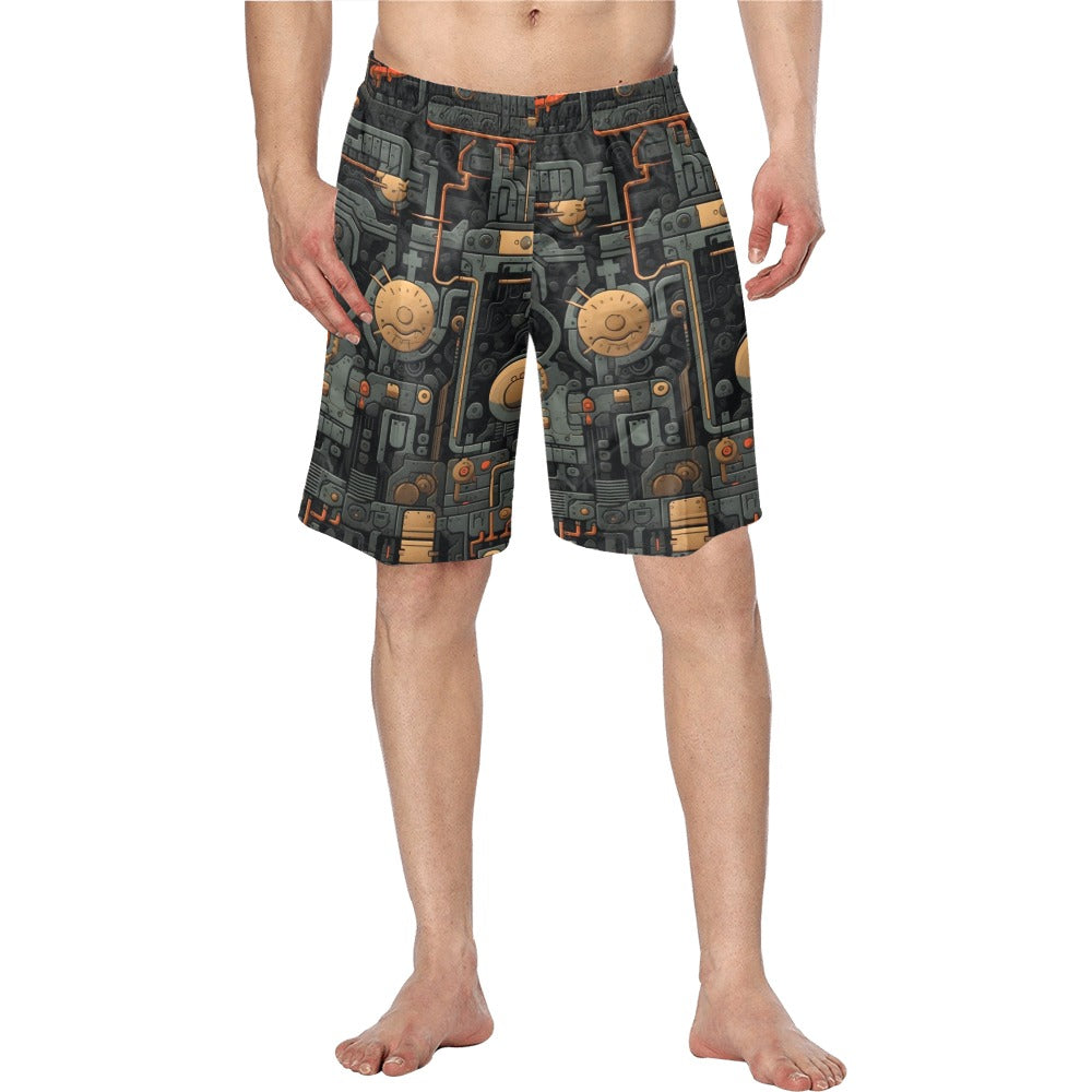 Baha Ranch Cyber Digital Gaming Men's Beach Board Swim Shorts by Baha Ranch Western Wear