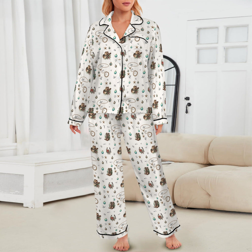 Baha Ranch Boots and Brands Western Christmas Long Satin Pajamas by Baha Ranch Western Wear
