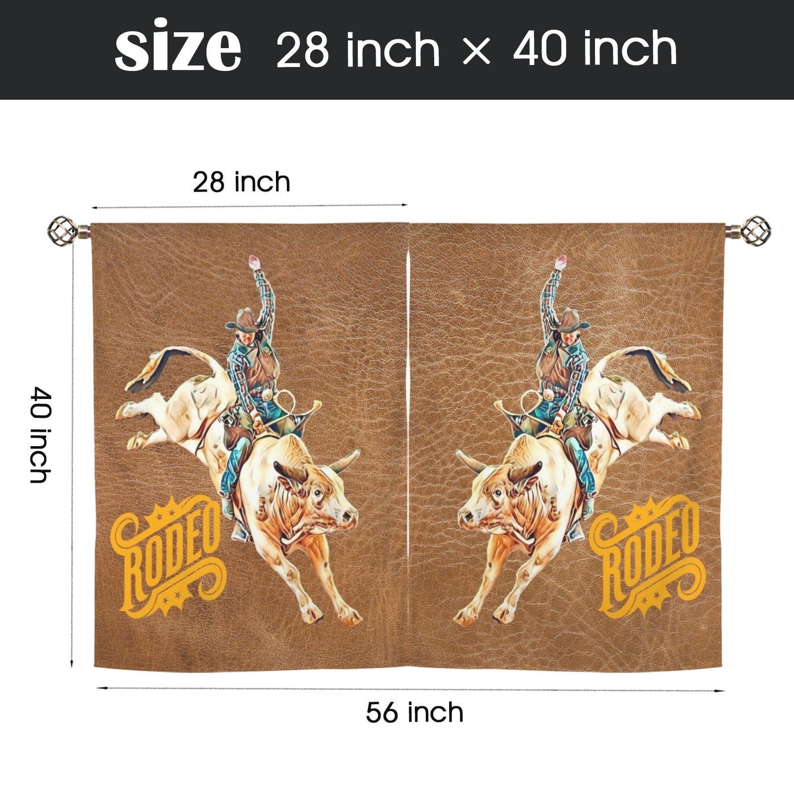 Baha Ranch Rodeo Bullrider Window Curtains 28"x40" (2-Piece) Made in America by Baha Ranch Western Wear - product image 3