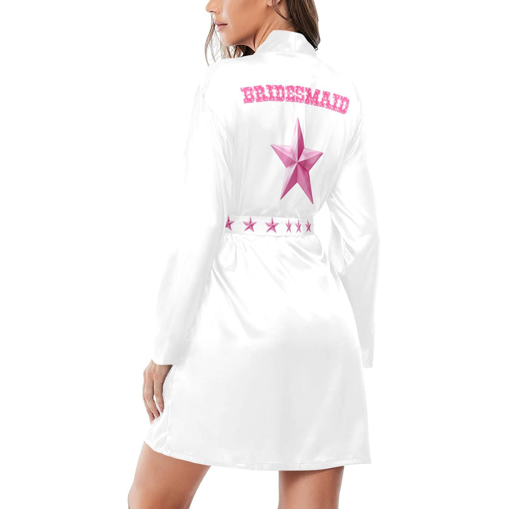 Baha Ranch Bridesmaid Women's Long Sleeve Belted Satin Feel Dressing Lounge Robe by Baha Ranch Western Wear