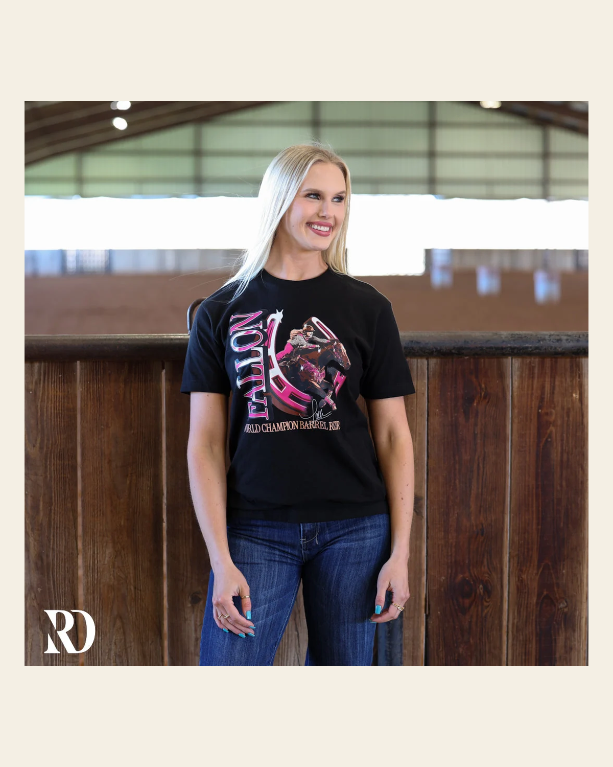 Fallon Black Graphic | Tee on a warm cream background