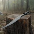 Handmade Fantasy Falchion Sword in Blackened Steel with Curved Blade