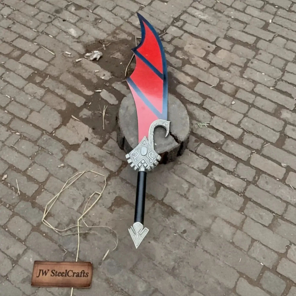 Handmade Crimson Wrath Dark Fantasy Warrior Sword | Red Powder-Coat Blade