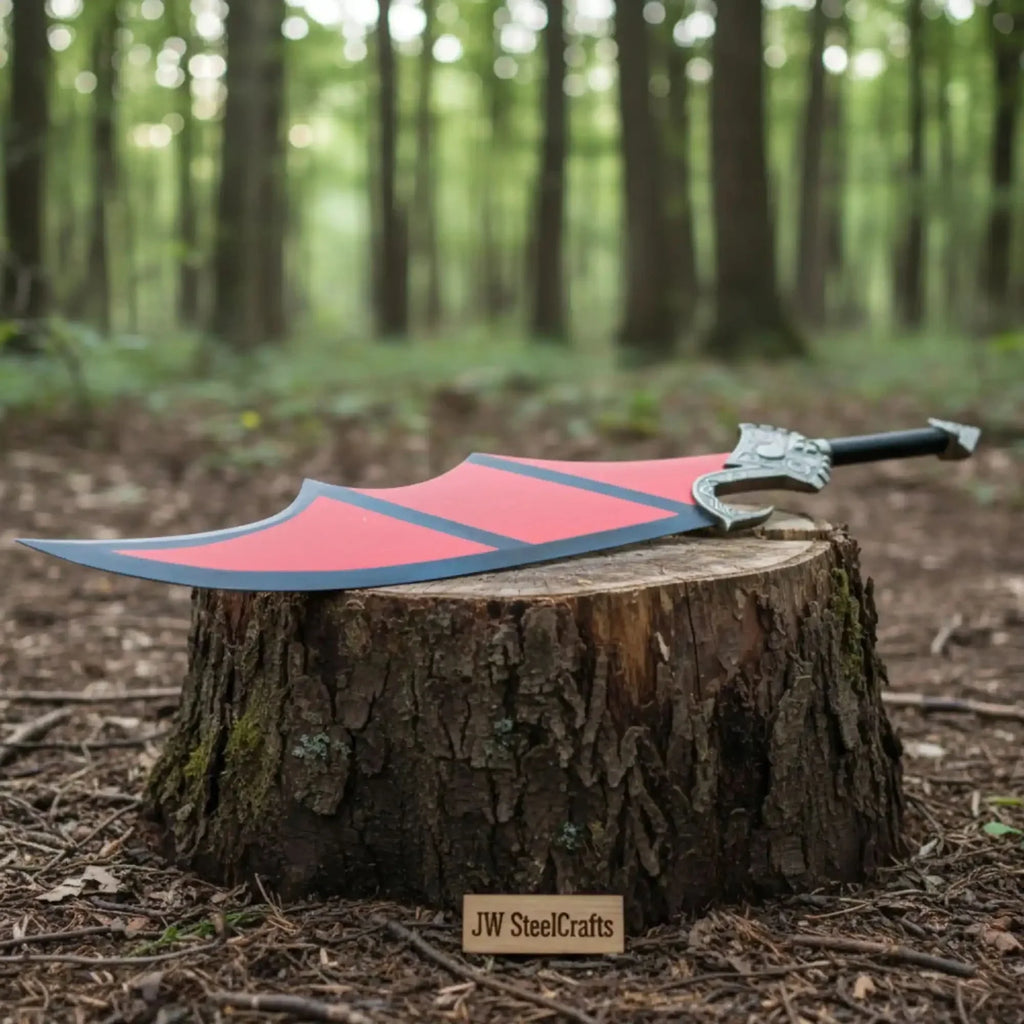 Handmade Crimson Wrath Dark Fantasy Warrior Sword | Red Powder-Coat Blade