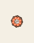 Fashion Coral & Clear Copper 1.25" European Crystal Concho on a warm cream background