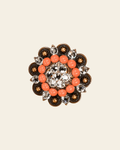 Fashion Coral & Clear Copper 2" European Crystal Concho on a warm cream background