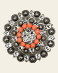 Fashion Coral & Clear Antique Silver Berry Jacket European Crystal Concho on a warm cream background