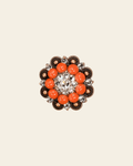 Fashion Coral & Clear Copper 1.5" European Crystal Concho on a warm cream background