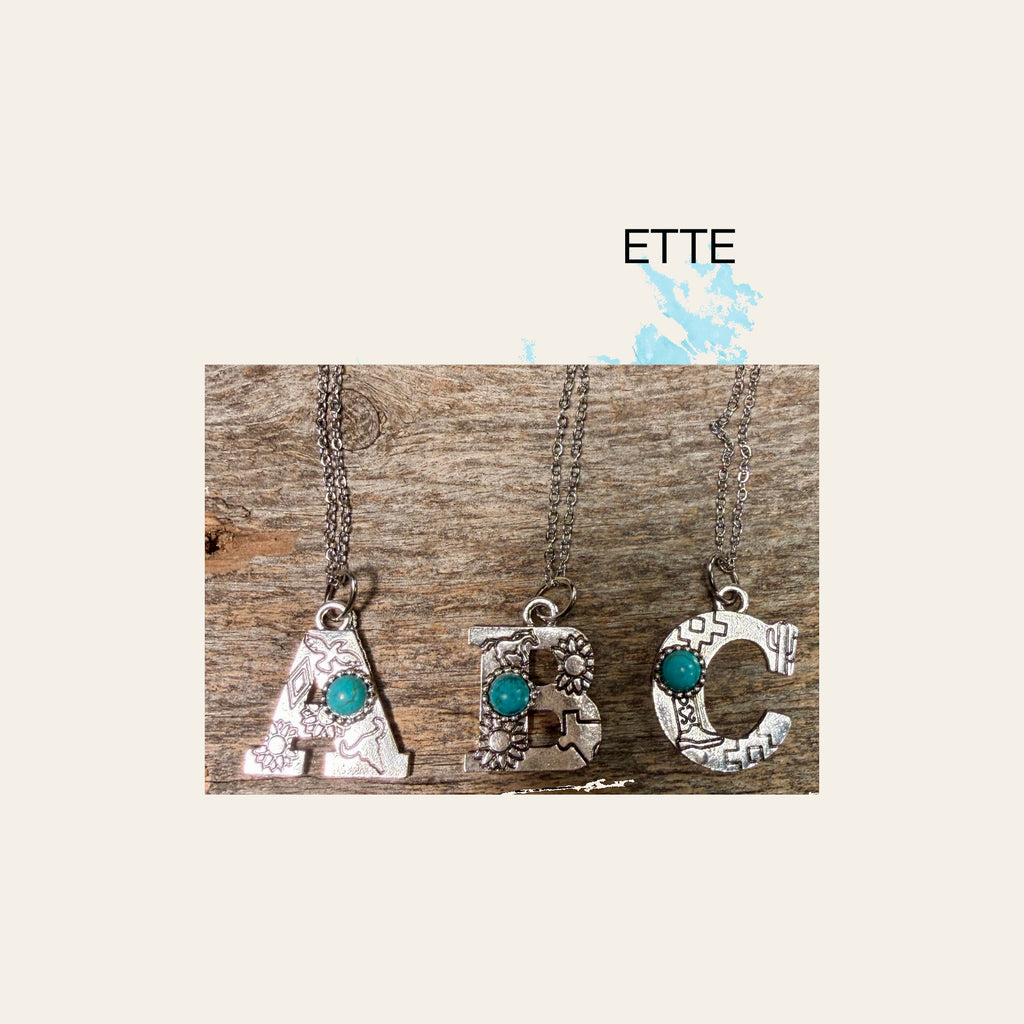 Fashion Turquoise Alphabet Pendant Necklace