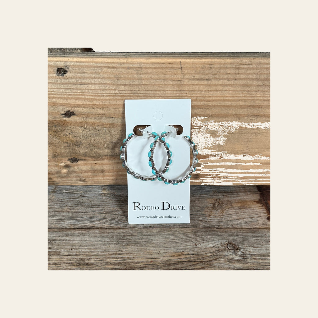 Fashion Turquoise Large Hoop Earrings