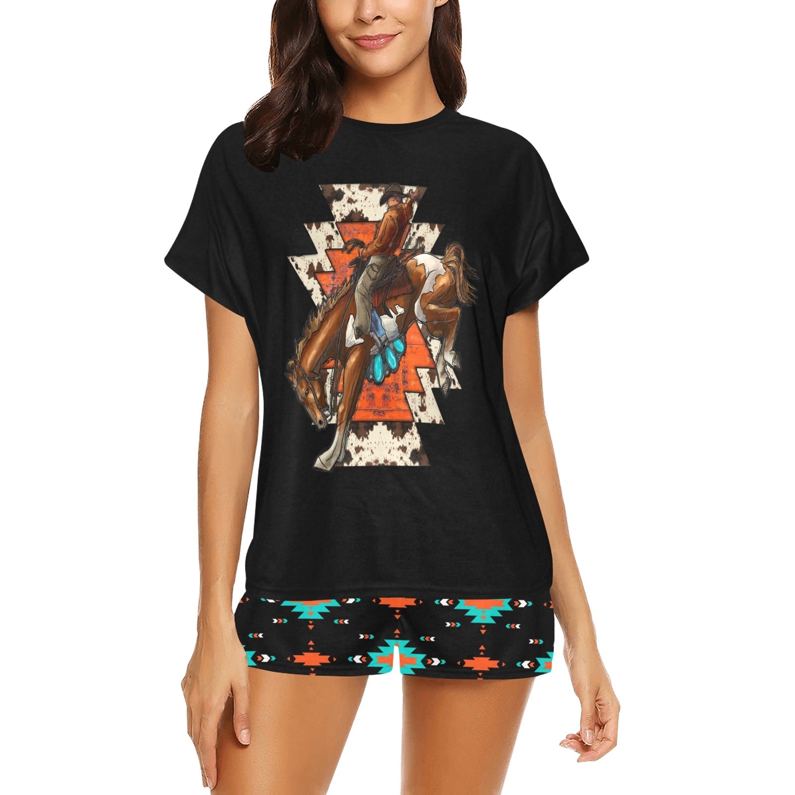 Baha Ranch Rodeo Bronc Women's Western Top and Short Pajama Set by Baha Ranch Western Wear - product image 2