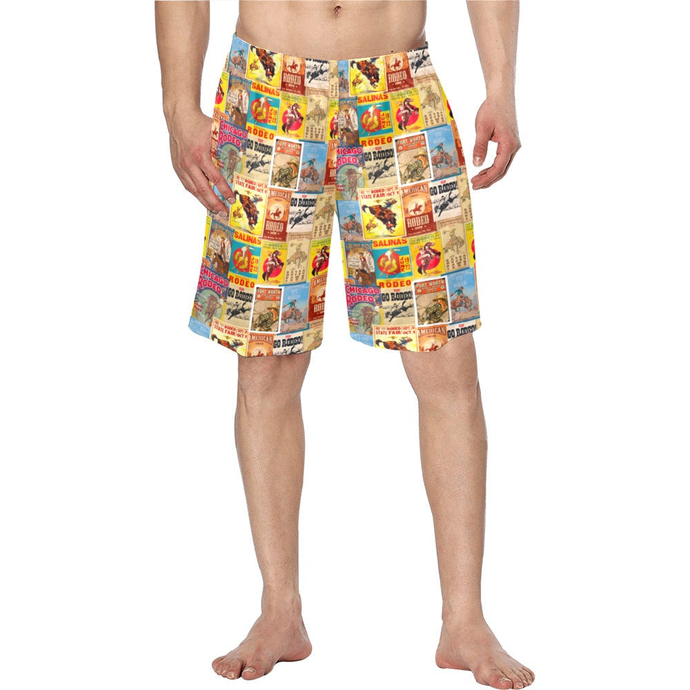 Baha Ranch Vintage Rodeo Poster Mens Western Swim Trunks Shorts by Baha Ranch Western Wear