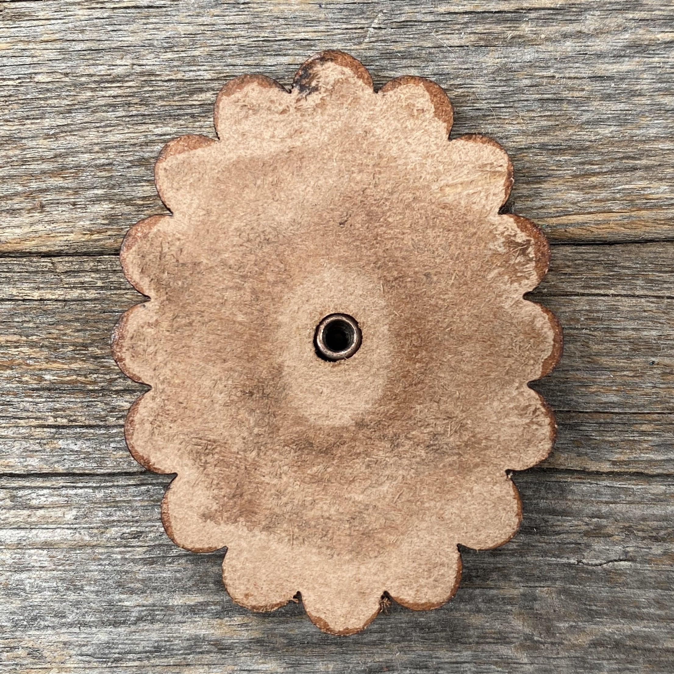 Leather Rosette Medium Oil Edges with Sage Cabochon Western Concho R107CABSG — view 2