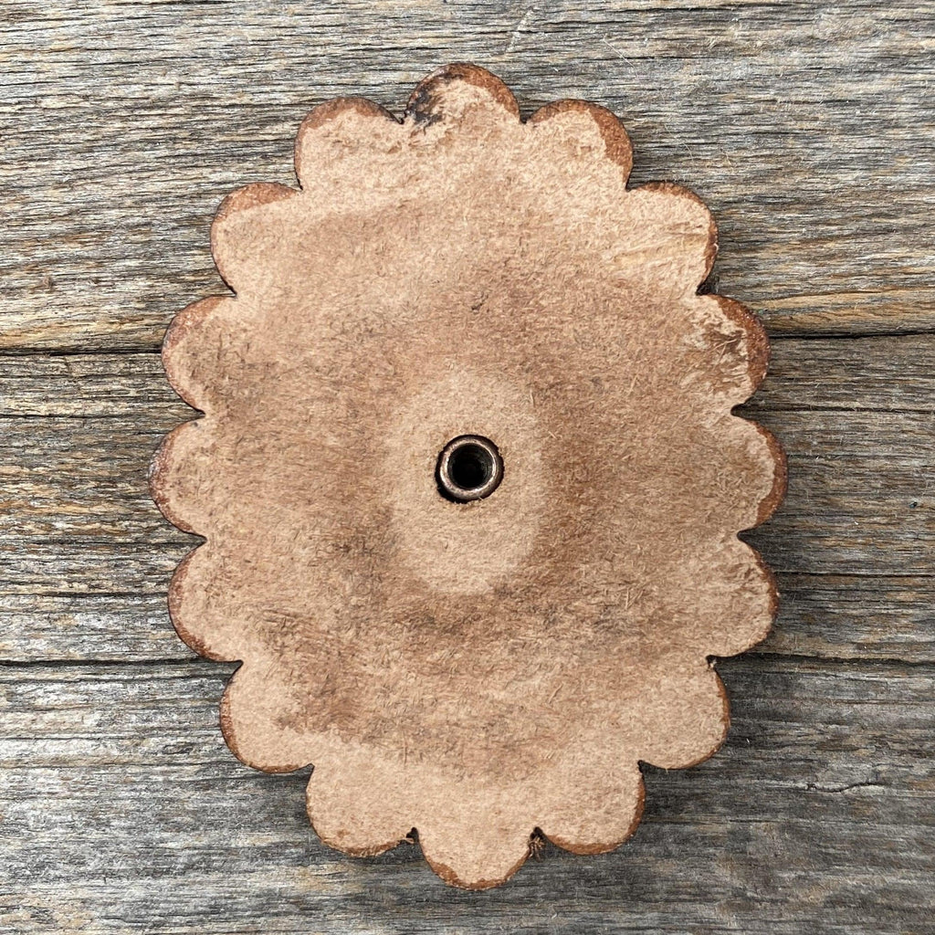 Leather Rosette with Rust Cabochon Western Concho R102CABRU — view 2