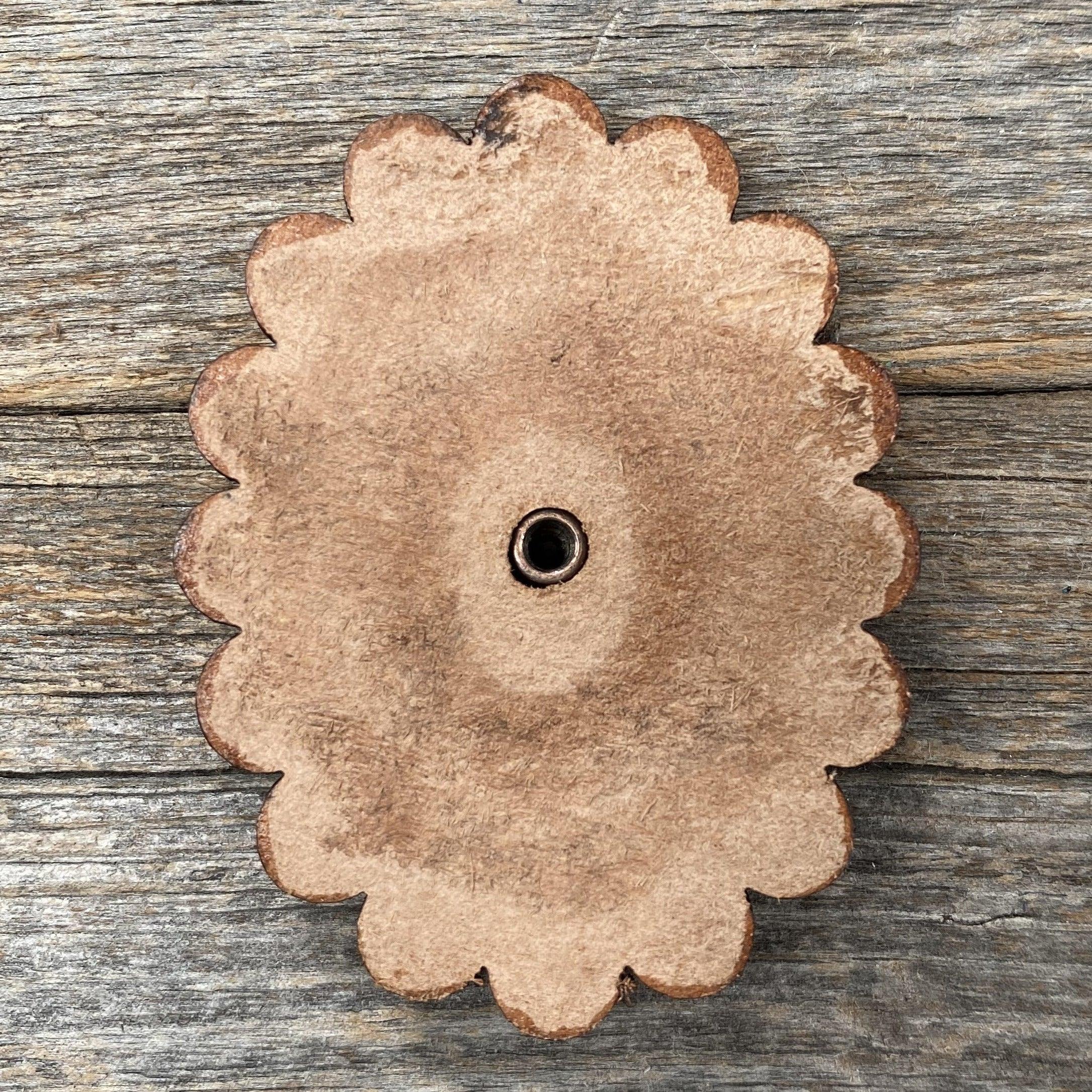 Leather Rosette with Rust Cabochon Western Concho R102CABRU — view 2