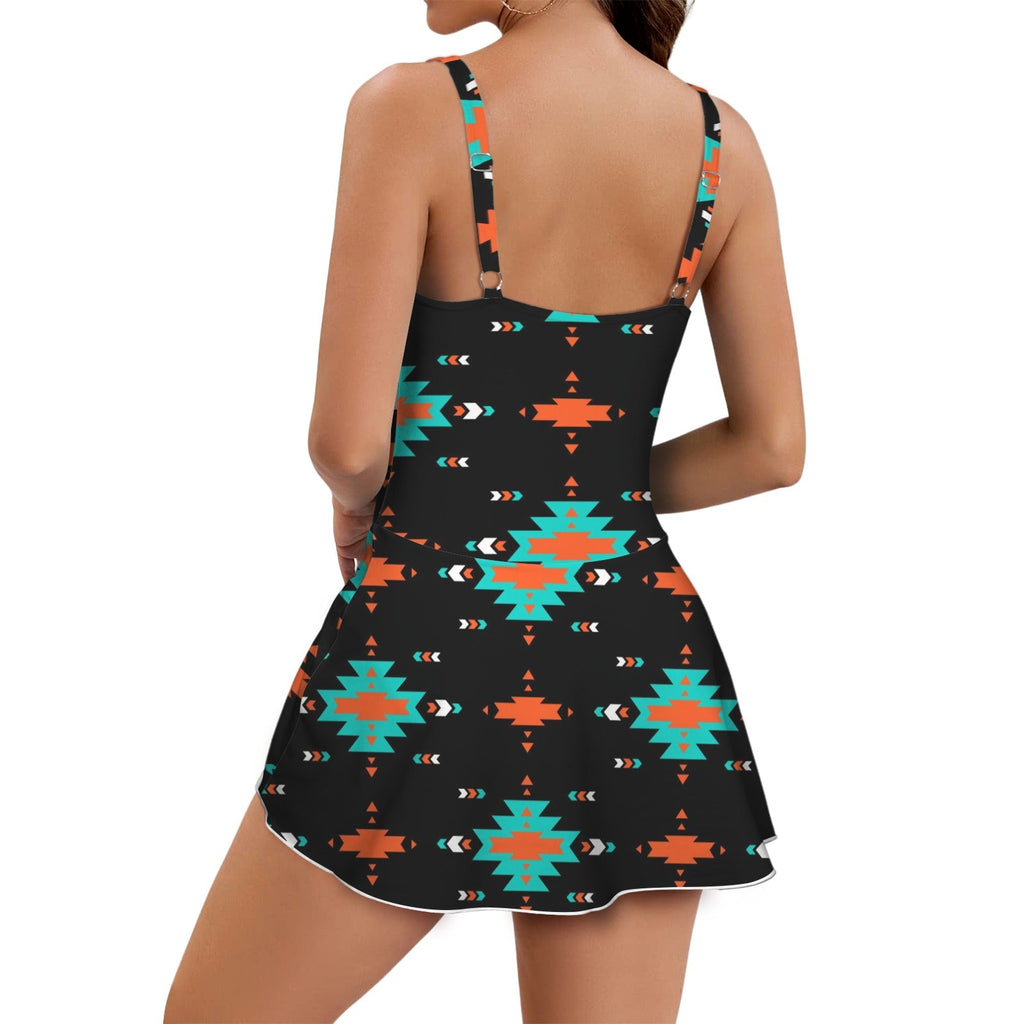 Baha Ranch Turquoise Orange Aztec Skirted Swimsuit by Baha Ranch Western Wear - product image 3