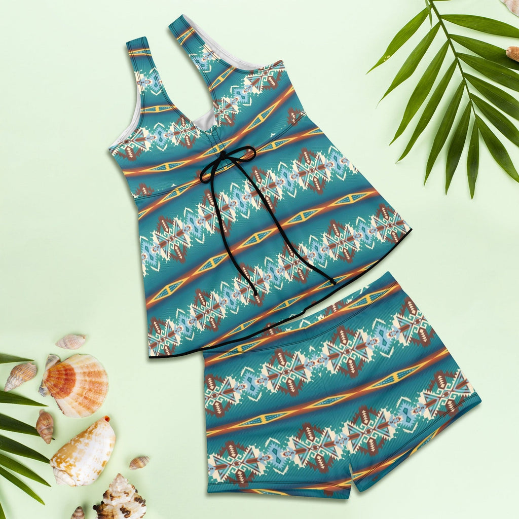 Baha Ranch Teal Aztec Tankini & Boy Shorts Swim Set by Baha Ranch Western Wear - product image 4