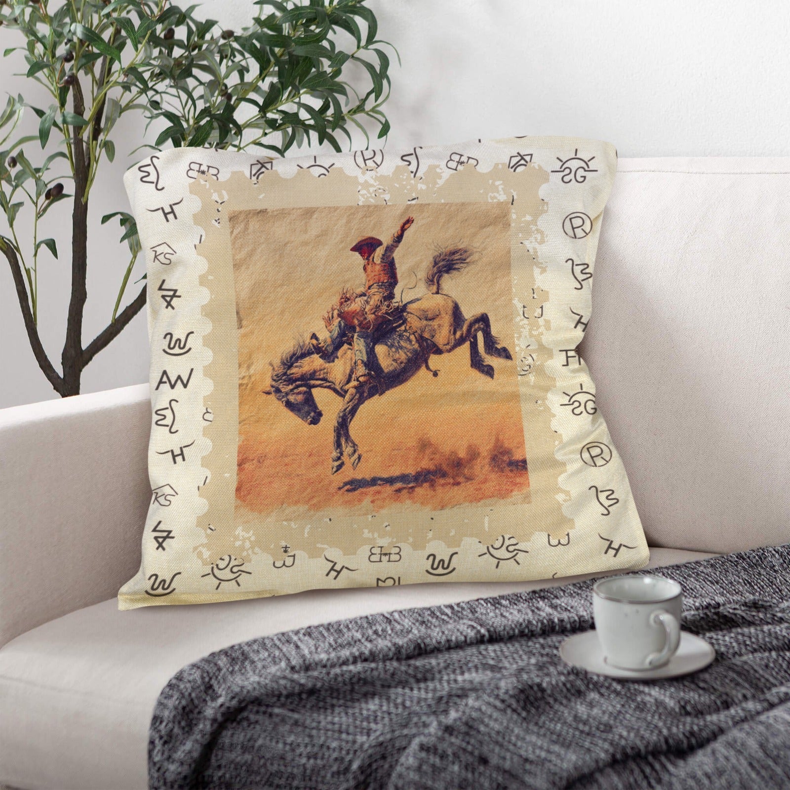 Baha Ranch Vintage Rodeo Stamp Throw Pillow Made in America by Baha Ranch Western Wear - product image 2