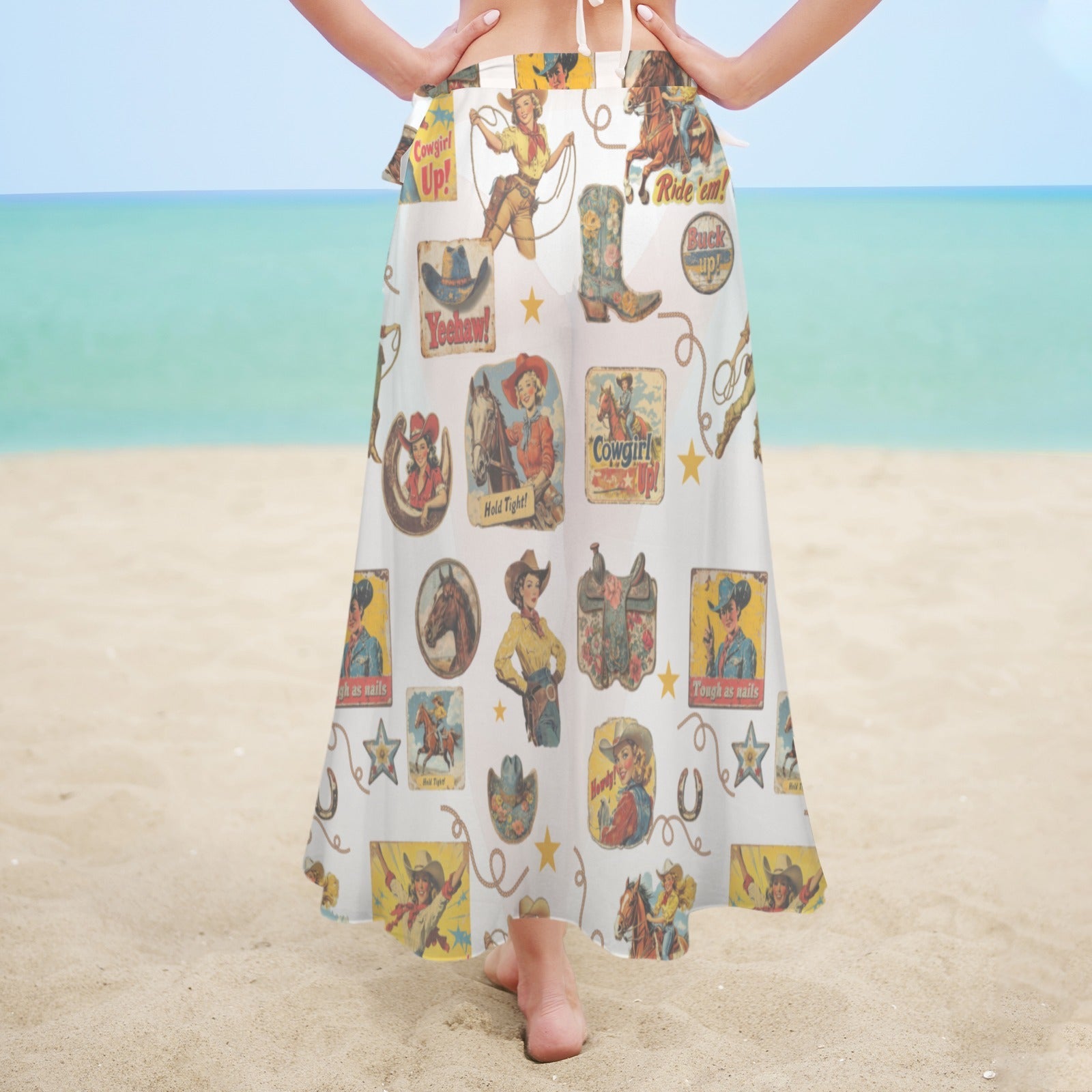 Baha Ranch Vintage Cowgirl Collage Beach Coverup Skirt by Baha Ranch Western Wear - product image 4