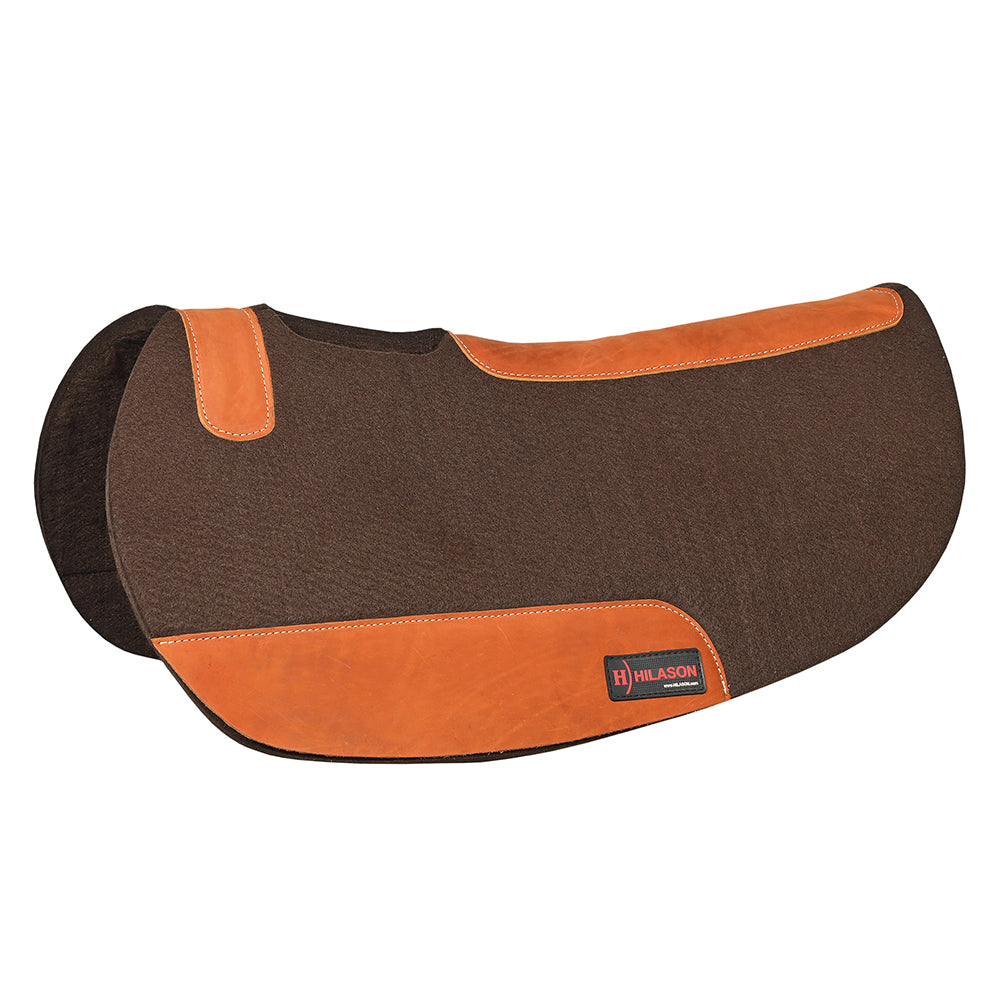 HILASON Western Wool Felt Contoured Horse Saddle Pad W/ Distressed Wear Leather | for Horses