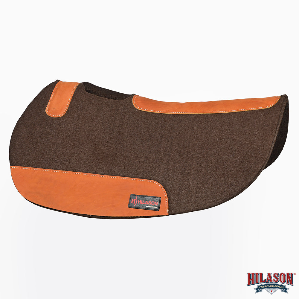HILASON Western Wool Felt Contoured Horse Saddle Pad W/ Distressed Wear Leather | for Horses