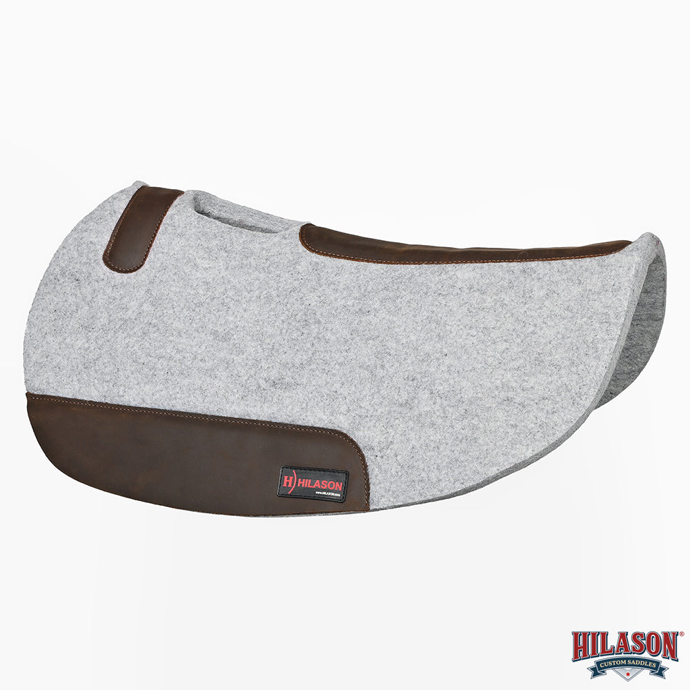 HILASON Western Wool Felt Contoured Horse Saddle Pad W/ Distressed Wear Leather | for Horses