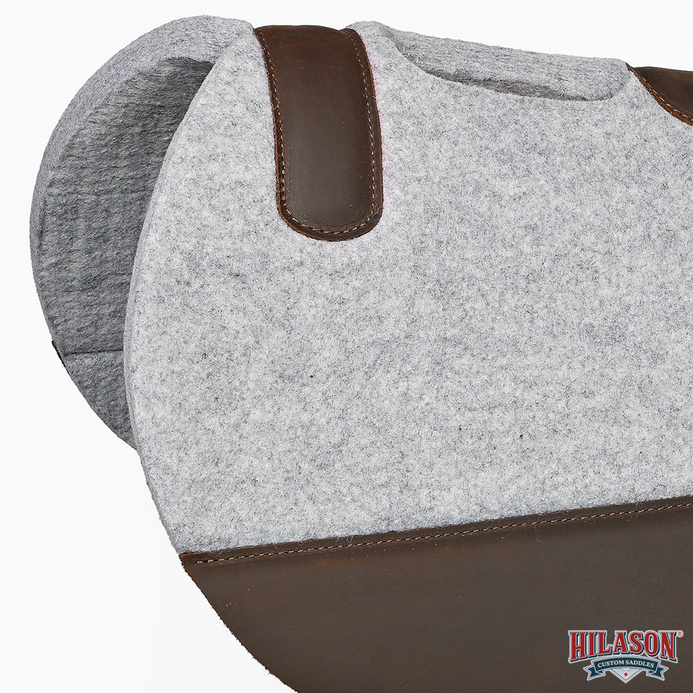 HILASON Western Wool Felt Contoured Horse Saddle Pad W/ Distressed Wear Leather | for Horses