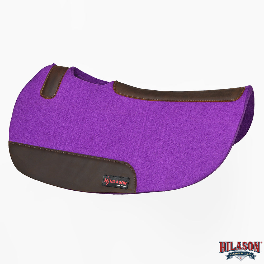 HILASON Western Wool Felt Contoured Horse Saddle Pad W/ Distressed Wear Leather | for Horses