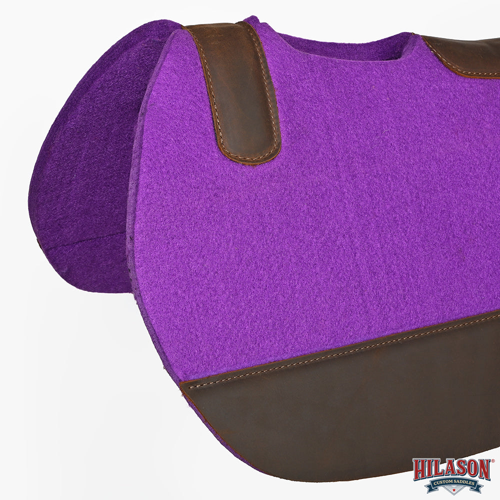 HILASON Western Wool Felt Contoured Horse Saddle Pad W/ Distressed Wear Leather | for Horses