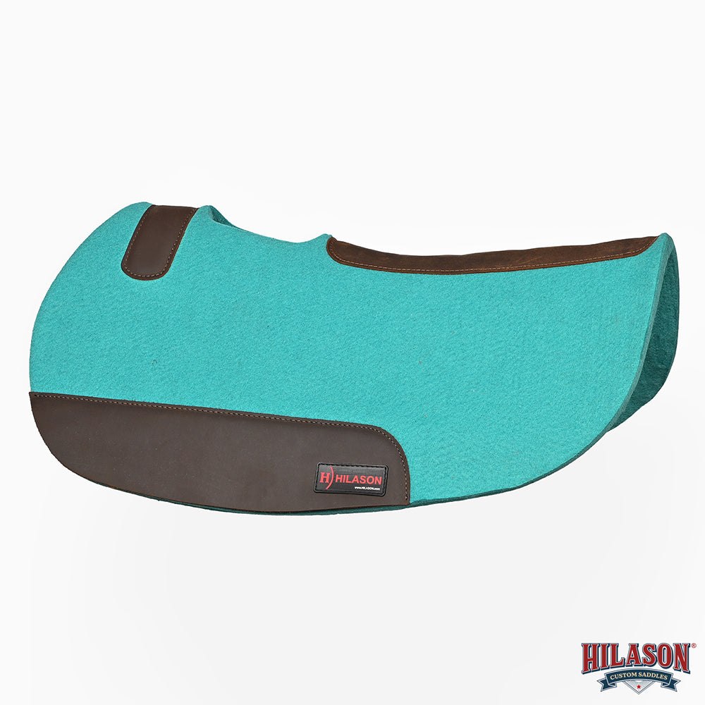 HILASON Western Wool Felt Contoured Horse Saddle Pad W/ Distressed Wear Leather | for Horses
