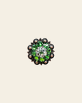 Fern & Clear Copper 1.25" European Crystal Concho on a warm cream background